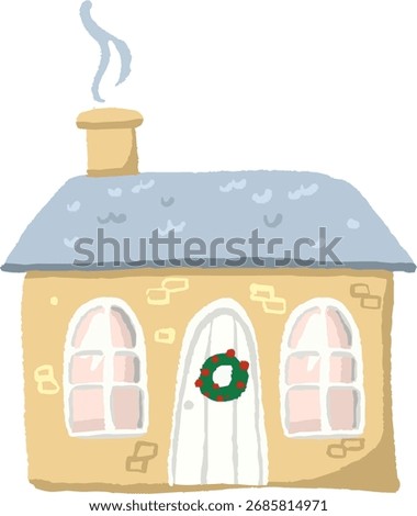 Christmas cottage building. Winter house