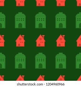 christmas cottage seamless pattern with clipping mask Christmas theme