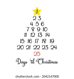 Christmas countdown, advent calendar, Christmas illustration 