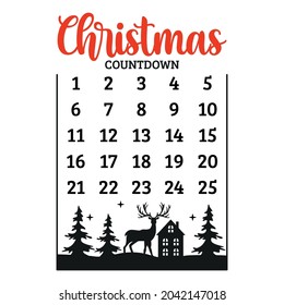 Christmas countdown, advent calendar, Christmas illustration 