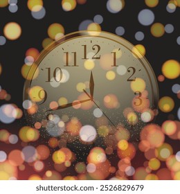 Christmas Countdown Clock with Festive Lights and Warm Bokeh Effect. Vector illustration