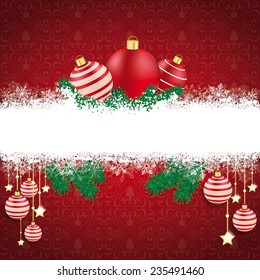 Christmas cover with white snowflakes on the red background. Eps 10 vector file.