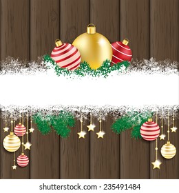Christmas cover with white snowflakes on the wooden background. Eps 10 vector file.