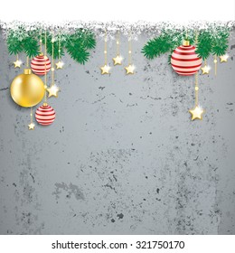 Christmas cover with white snowflakes on the concrete background. Eps 10 vector file.