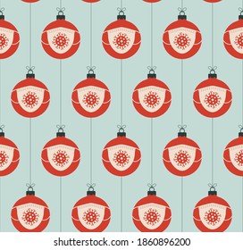 Christmas covid Seamless pattern vector illustration. Virus protection and Merry Christmas concept. Vector of New Year 2021 and Coronavirus Covid-19 during pandemic