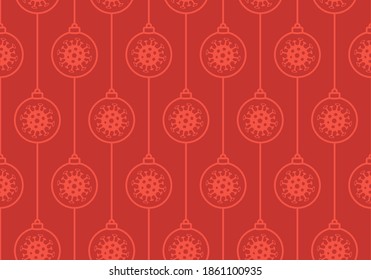 Christmas covid Seamless pattern vector illustration. Virus protection and Merry Christmas concept. Vector of New Year 2021 and Coronavirus Covid-19 during pandemic