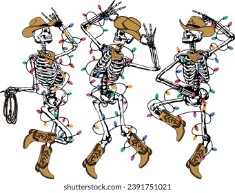 Christmas Cowboy Skeleton, Dancing Skeletons, Howdy Skeleton, Dead Inside, Howdy Christmas Png, Cowboy Christmas Png, Funny Cowboy  svg