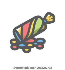 Christmas cracker confetti Vector icon Cartoon illustration.