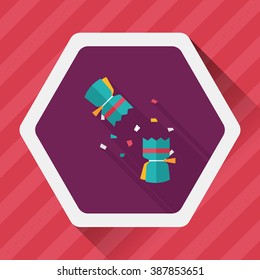 Christmas cracker flat icon with long shadow,eps10