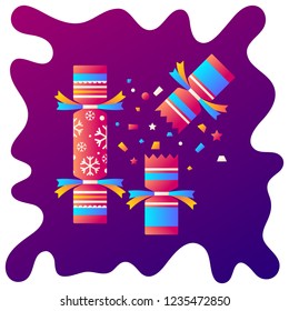 Christmas Cracker Gradient Flat Icon With Fluid Background.