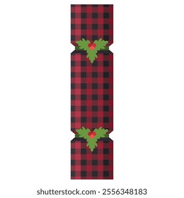 Christmas cracker with holly berries vector cartoon illustration isolated on a white background.