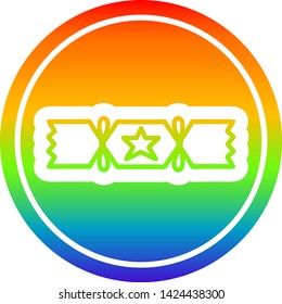 icono del cracker de navidad con acabado degradado de arco iris
