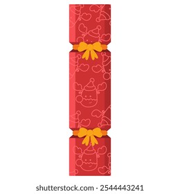 Christmas cracker with reindeer head pattern vector cartoon illustration isolated on a white background.