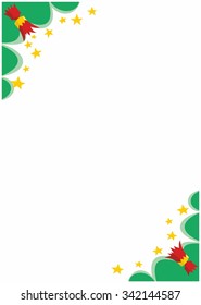 Christmas Crackers Being Pulled -  Background Graphic Resource For A4 Page Border Corners In Red And Green With Gold Stars