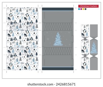 Christmas crackers sets with cut out, winter series vector design