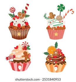 Elementos de design de vetor de bolo de creme de Natal