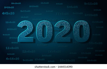 Christmas creative background 2020 with numbers. Vector illustration.