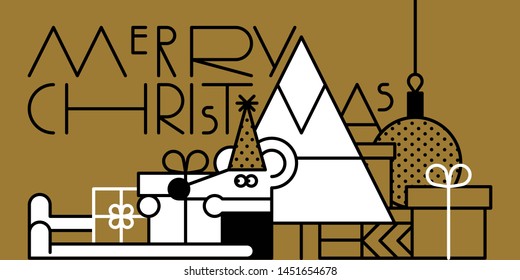 Christmas creative background. The year of the mouse illustration