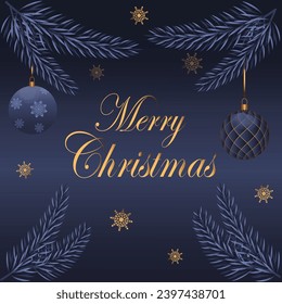 Christmas creative card design. Holiday poster with tree toys and quote. Winter season flyer illustration. Stock vector brochure.