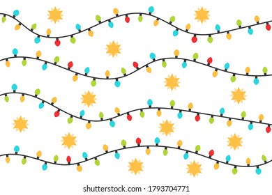 Christmas creative garlands. Garlands set.  Colorful xmas light bulbs the vector graphic illustration.