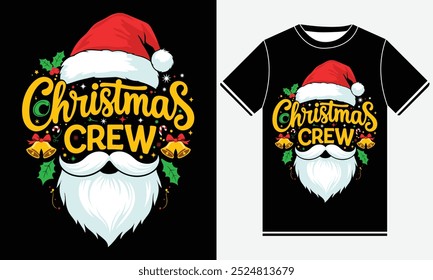 Camiseta da Equipe de Natal, Presente de Natal, Equipe de Natal 2024, Camiseta de Natal, Pronto para imprimir, Moderno, simples, lettering, árvore, T-shirt Design Template