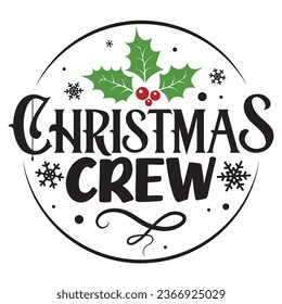 Christmas crew vector illustration with Christmas flower and snowflakes. Merry Christmas design isolated good for Xmas greetings cards, poster, print, sticker, invitations, baby t-shirt, mug, gifts.