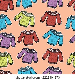 christmas crewneck vector pattern illustration