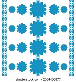 Christmas cross-stitch. Snowflakes. Seamless pattern. Holiday fabric. Vector illustration for web design or print.
