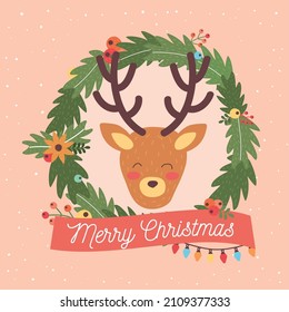 christmas crown with deer decoration