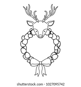 christmas crown wreath with reindeer