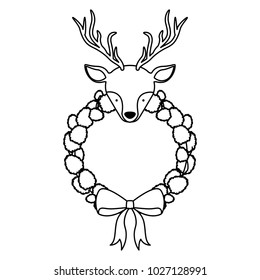 christmas crown wreath with reindeer