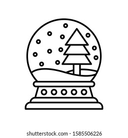 Christmas crystal ball vector, Christmas day related line icon