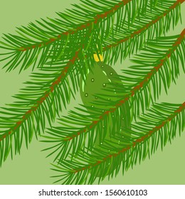 Christmas cucumber. Christmas tree toy, vector illustration.