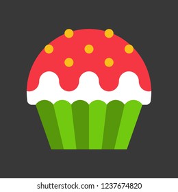 christmas cup cake icon decoration with candy