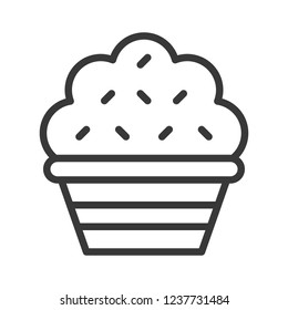 christmas cup cake icon decoration with candy  editable outline