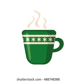 Christmas cup icon in flat style isolated on white background. Vector illustration.