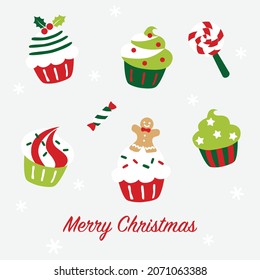 Christmas cupcake card - colorful