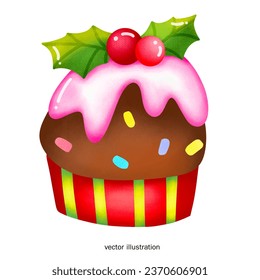 Christmas cupcake chocolate vector illustration