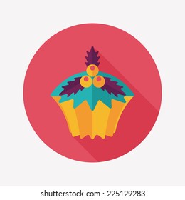 Christmas cupcake flat icon with long shadow,eps10