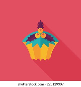 Christmas cupcake flat icon with long shadow,eps10