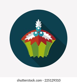 Christmas cupcake flat icon with long shadow,eps10