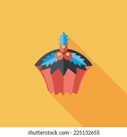 Christmas cupcake flat icon with long shadow,eps10