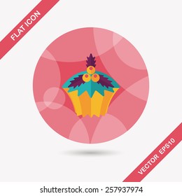 Christmas cupcake flat icon with long shadow,eps10