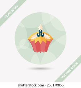 Christmas cupcake flat icon with long shadow,eps10