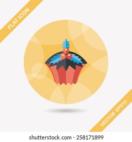 Christmas cupcake flat icon with long shadow,eps10