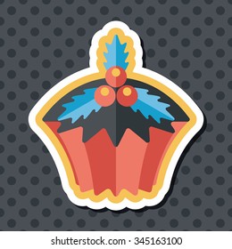 Christmas cupcake flat icon with long shadow,eps10