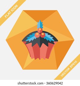 Christmas cupcake flat icon with long shadow,eps10