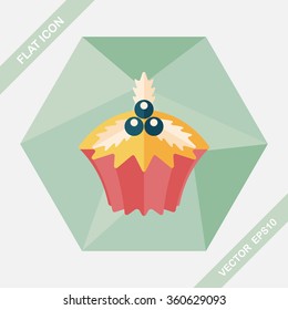 Christmas cupcake flat icon with long shadow,eps10