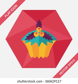 Christmas cupcake flat icon with long shadow,eps10