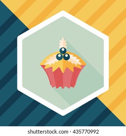 Christmas cupcake flat icon with long shadow,eps10